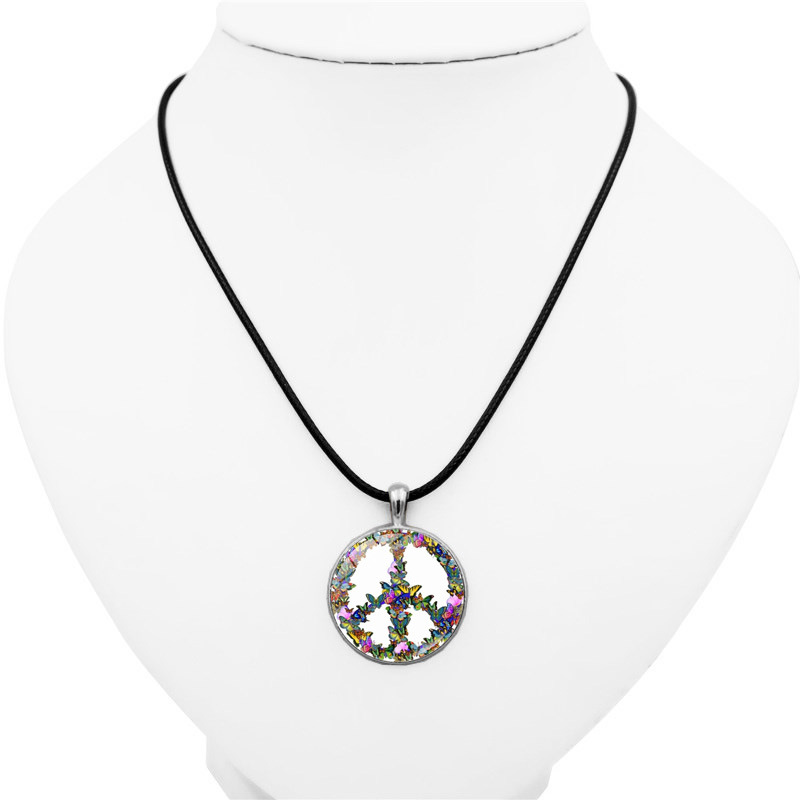 Picture of Butterfly peace logo necklace women's creative leather rope time gem vintage pendant fashion Joker Accessories Wholesale