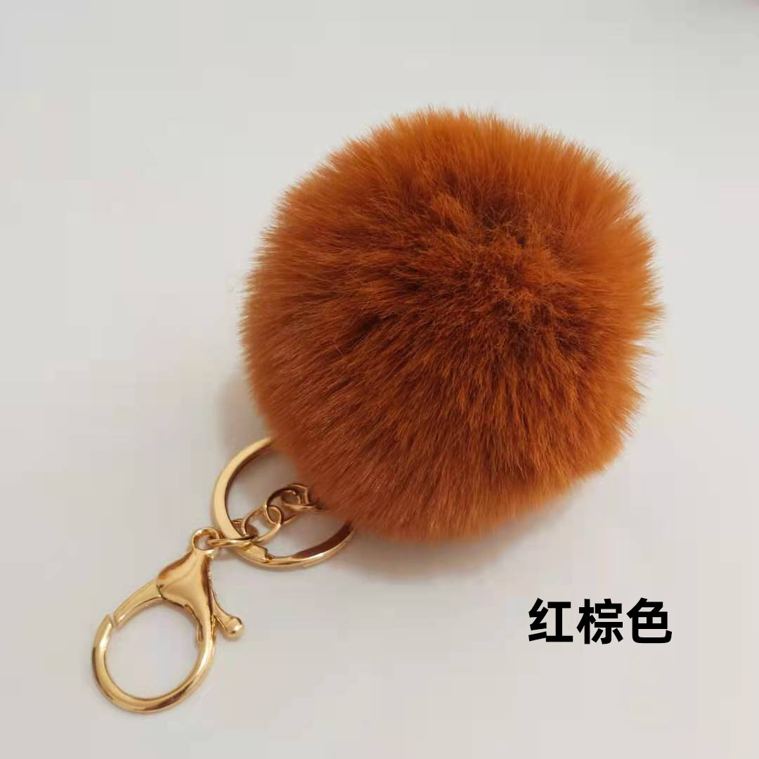 Picture of Spot 8cm imitation rex rabbit fur ball key chain net red fur ball doll bag pendant gift schoolbag girl heart
