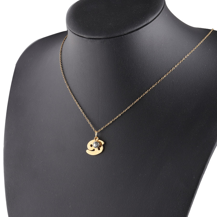 Picture of Golden Twelve Constellation Necklace Lucky Birthstone Birthstone Necklace European and American Constellation Necklace Stainless Steel Jewelry