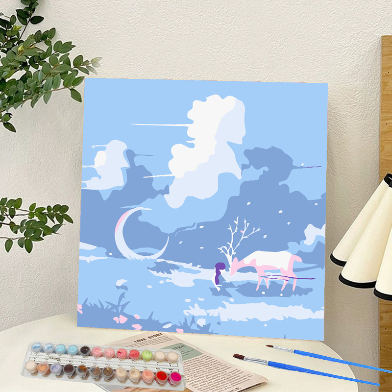 Picture of Digital oil painting landscape Dafen village hand-painted mathematical oil painting coloring painting oil painting flowers flower oil painting wholesale