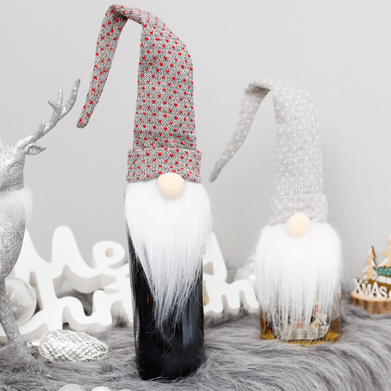 Cross Border Spot Christmas Decorations Faceless Doll Wine Bottle Set Santa Claus Wine Bag Restaurant Holiday Dress Up