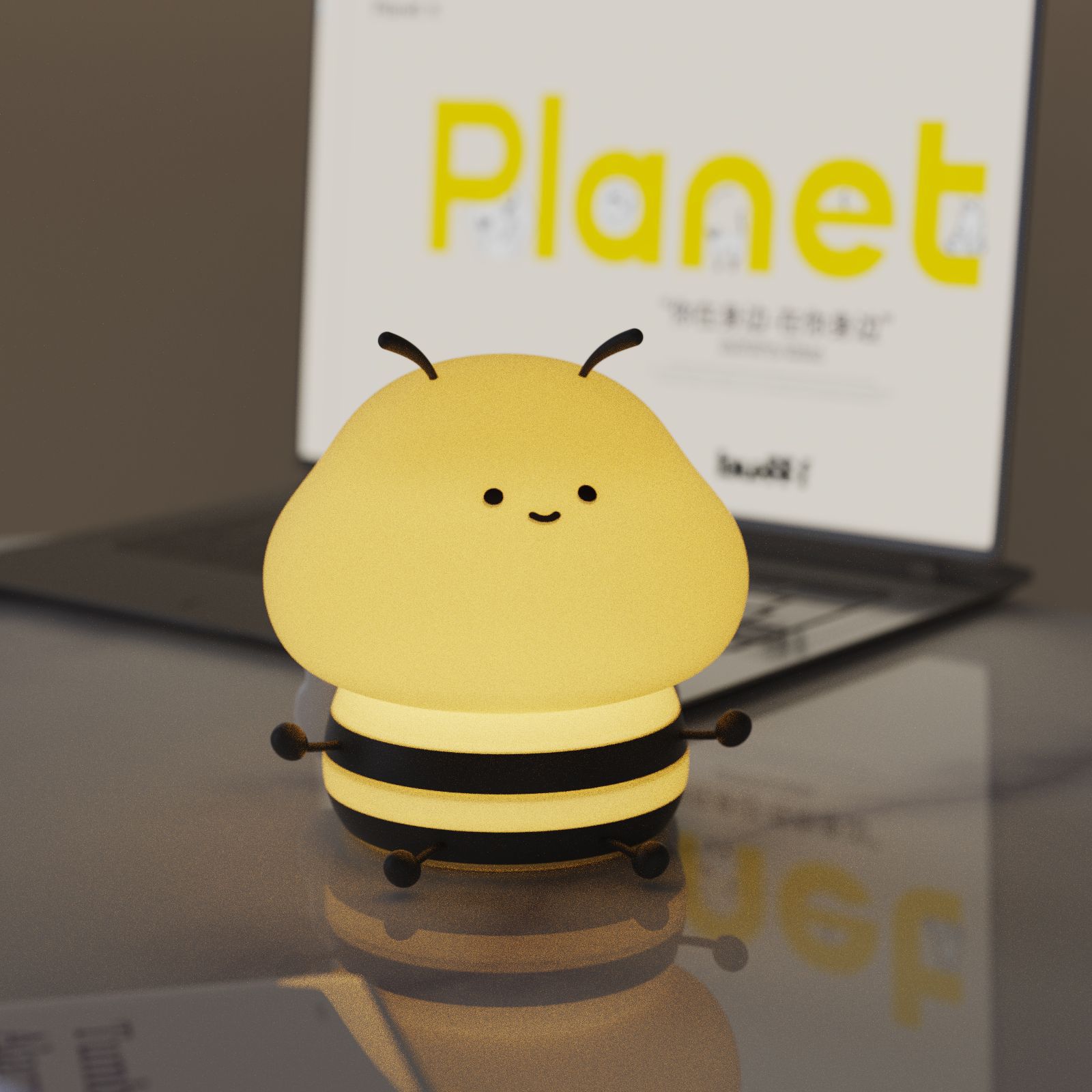 Bee Cartoon Cute Office Ornaments Decorative Decompression Toy Night Light Colorful Light Station Desktop