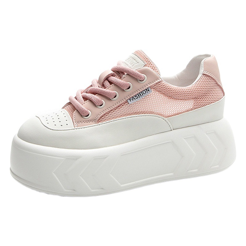 Women's Bread Shoes 2025 Spring New Leather Thick Sole Inner Heightening Casual Versatile Foot-Showing Small Platform Shoes Small White Shoes