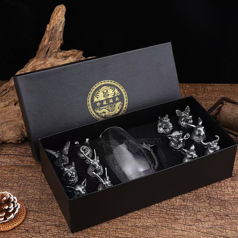 Picture of Light luxury retro twelve Zodiac white wine glass household crystal glass small wine glass liquor separator wine set suit
