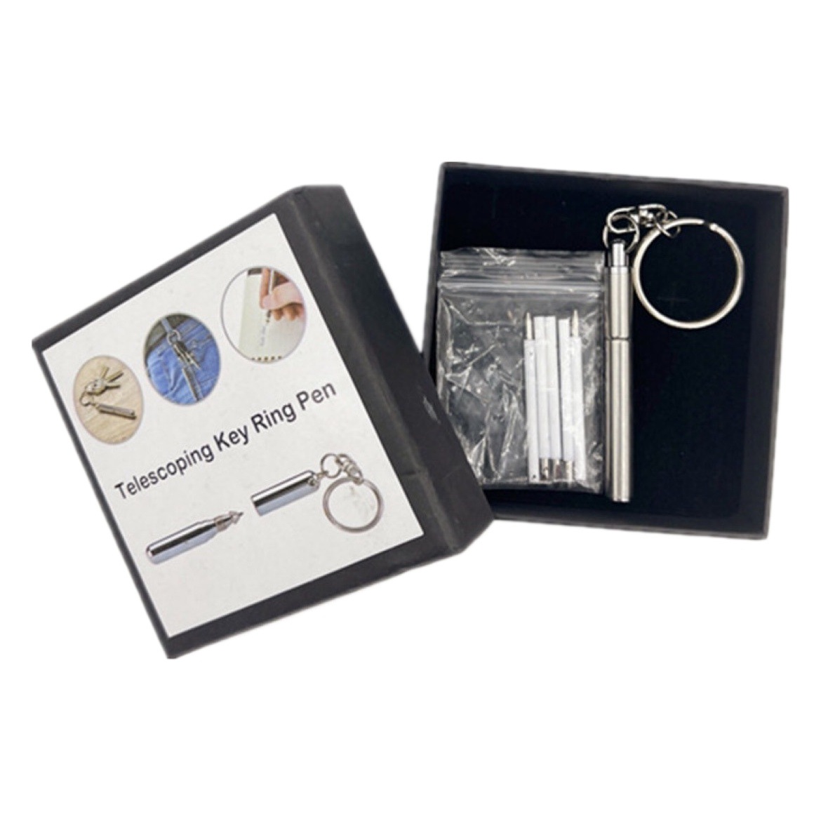 Stainless Steel Retractable Pen Portable Retractable Ballpoint Pen Mini Keychain Creative Gift Box Amazon