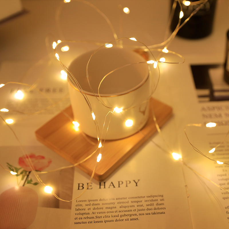 Picture of male and female plug electric copper wire lamp room decorative lamp flashing lamp valentine's day stall star net red copper wire lamp