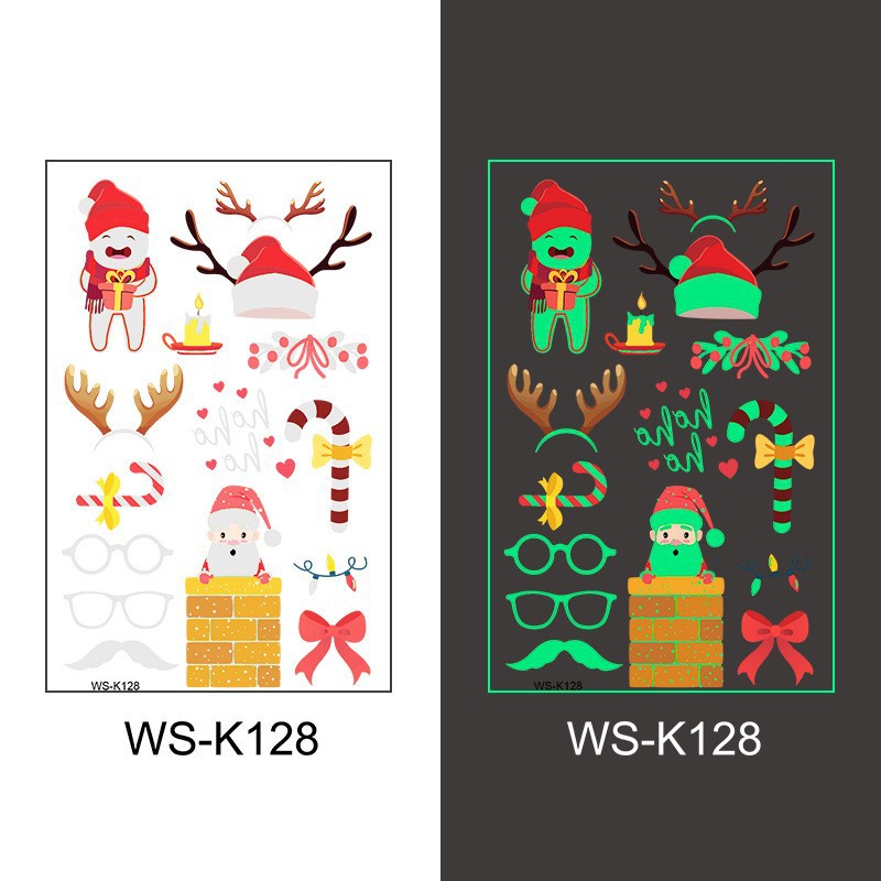 Picture of New Christmas Luminous Tattoo Sticker Children's Cartoon Snowflake Face Decoration Gift Waterproof Sweat Luminous Sticker