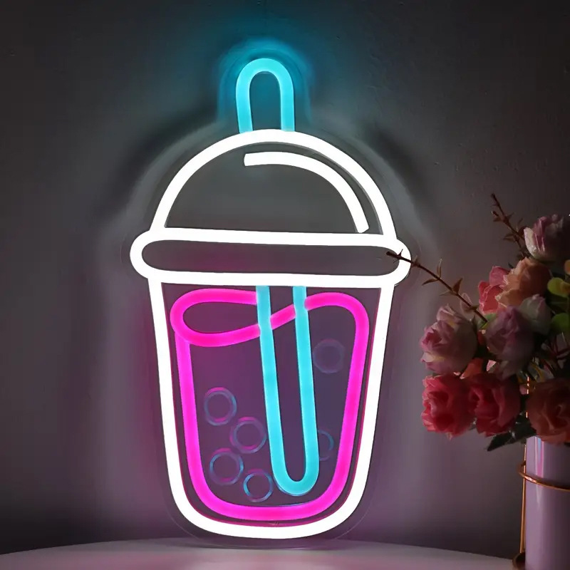 Picture of Baby Bottle Neon Light Cross-Border E-Commerce Label Sticker Luminous Light Sign with English Letter Pattern Decoration Hot Sale Cross-Border