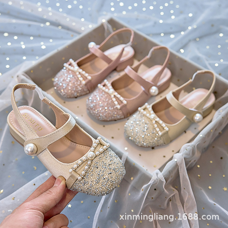 2025 new girls high heel princess shoes spring and autumn children's leather shoes with dress little girl Mary Jane fashion sandals