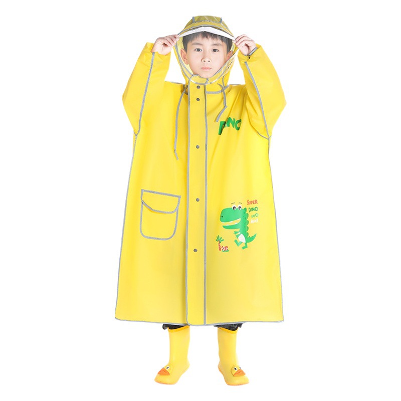Picture of Children's Raincoat Kindergarten Baby Children Primary School Boys and Girls Raincoat with Schoolbag Double Brim Zipper Poncho