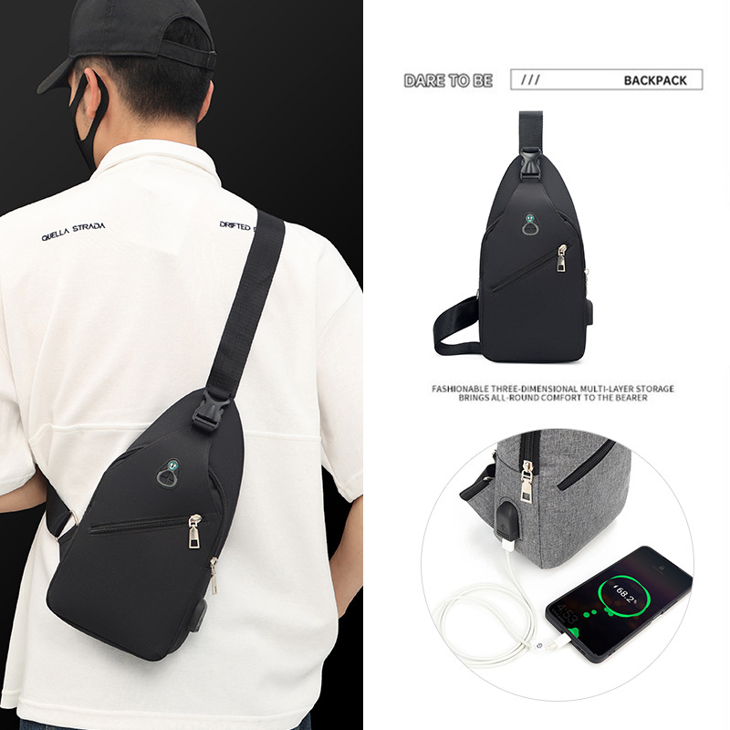 Picture of Men's Crossbody Bag Waterproof usb Charging Chest Bag Travel Riding Crossbody Bag Men's Chest Bag Casual Trendy Crossbody Bag