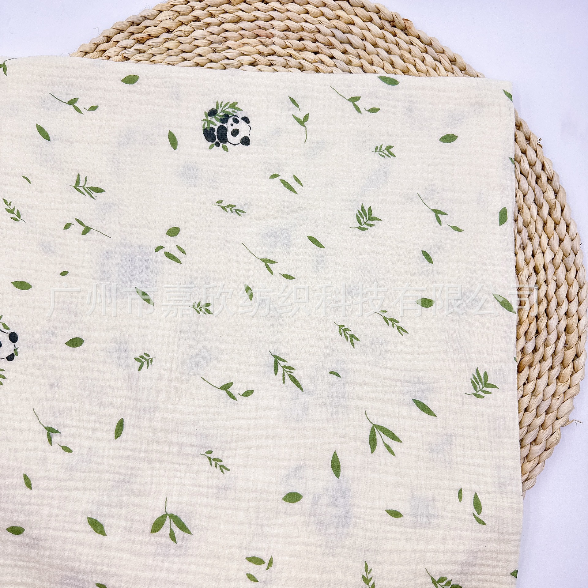 Double gauze fabric, panda print muslin, washed cotton, baby animal, small fresh children's pajama fabric