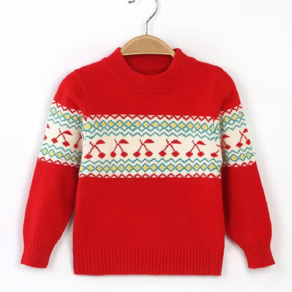 Picture of Factory wholesale children's cashmere sweater Korean version of the high collar cartoon knitted pullover boys baby base sweater girls