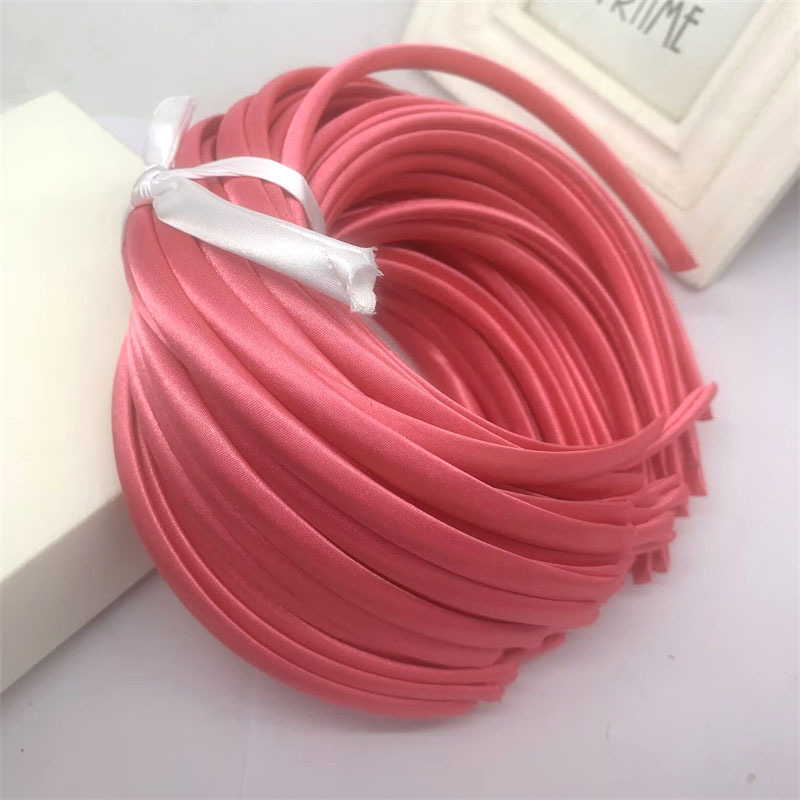Picture of 10mm Candy-Colored Cloth-Wrapped Thickeneded Headband DIY Hairband Material Hair Accessories 1cm Satin Set Cloth Headband