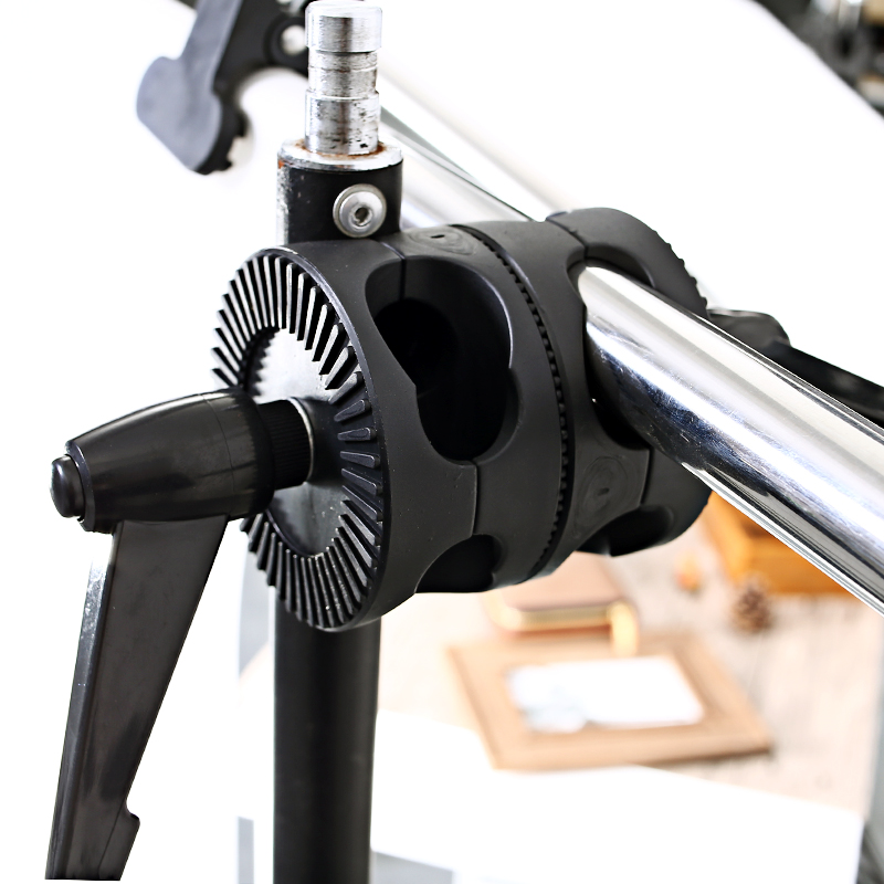 Picture of Multifunctional round cake clamp single and double axis universal wheel studio photography two-way transfer wheel ceiling lamp frame cross arm clamping turntable