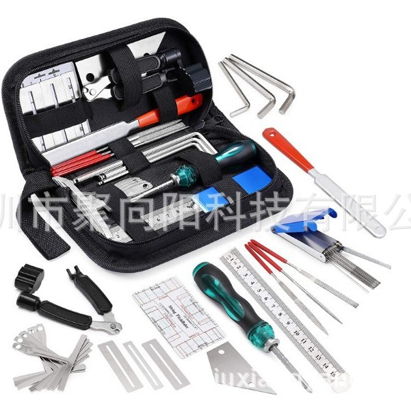 Guitar Repair Tool String Change Tool Wrench Grinding File Measuring Ruler String Retractor Leveling Ruler 25 in 1