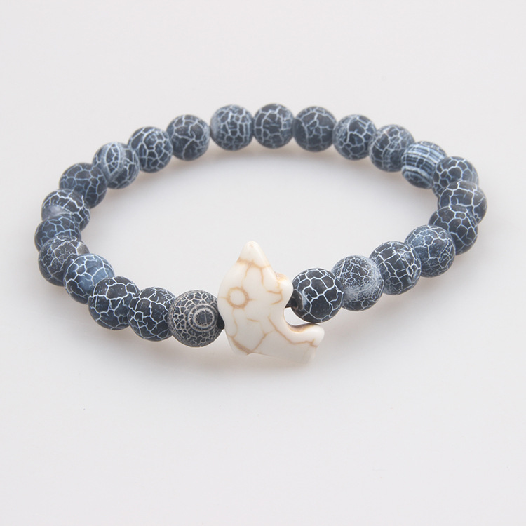 Picture of Zhou Lianfa Cross-border Wholesale New Green Turquoise Dolphin Volcanic Stone White Turquoise Stretch Bracelet Jewelry for Men and Women