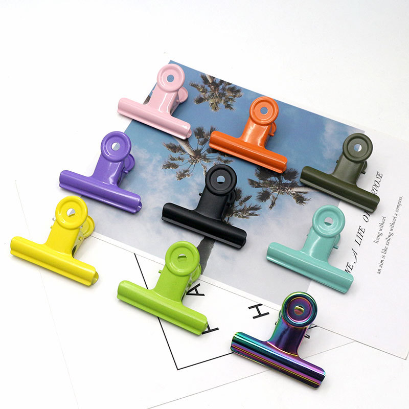 Picture of Stationery clip creative metal clip bill clip Japanese metal clip long tail clip 22mm black paint round clip