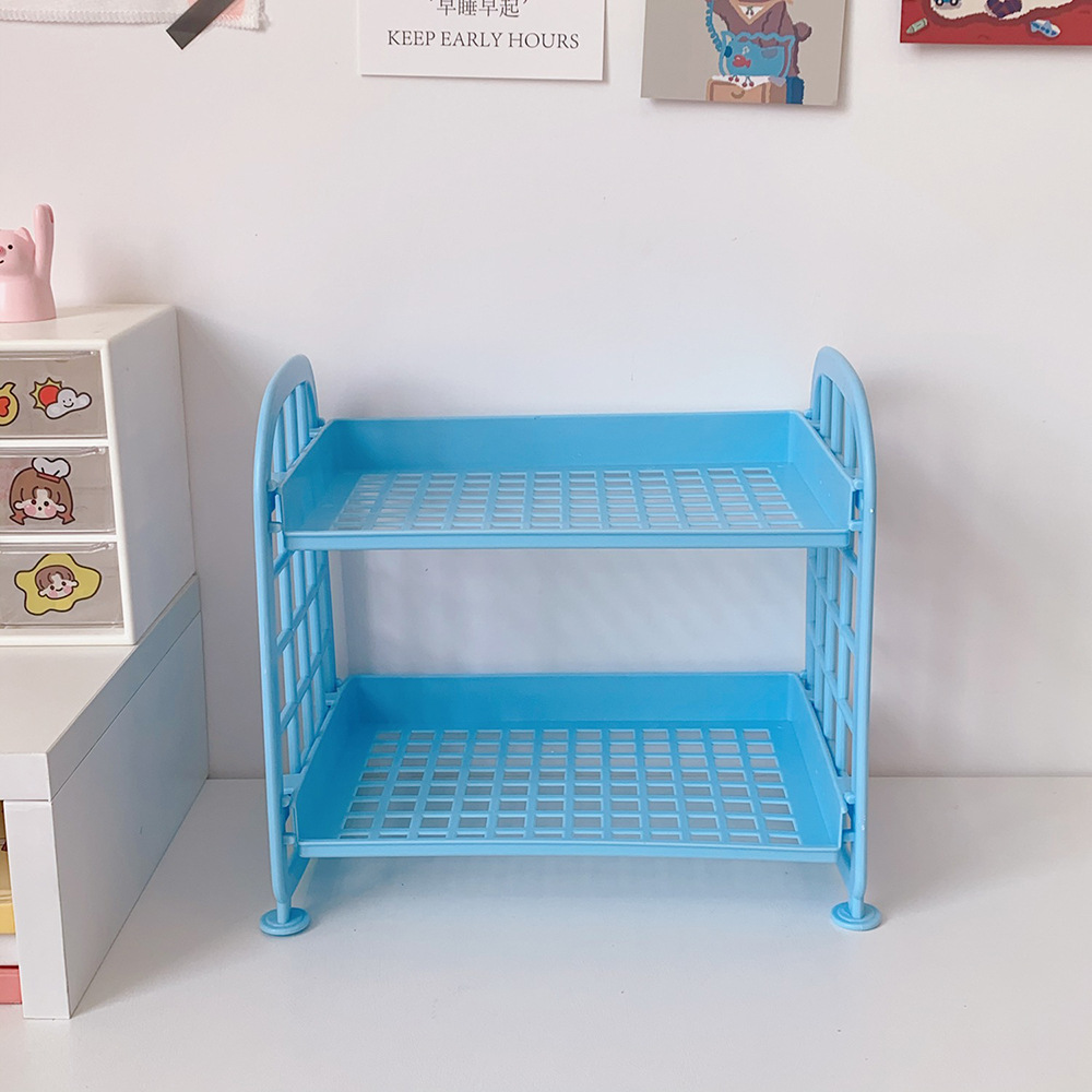 Picture of New Ins Cosmetic Jewelry Double-layer Folding Storage Rack Simple Household Desktop Bathroom Storage Rack Storage Rack