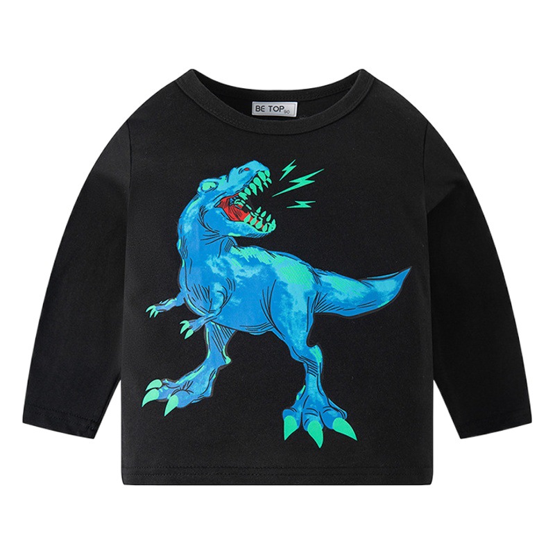 be top children's clothing cartoon dinosaur cotton children's T-shirt boys long sleeve top autumn children's clothing round neck base shirt