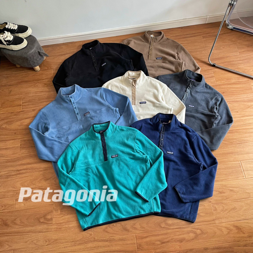 Outdoor Pullover Fleece Polar Fleece Top Stand Collar Concealed Button Clothes Liner 25455