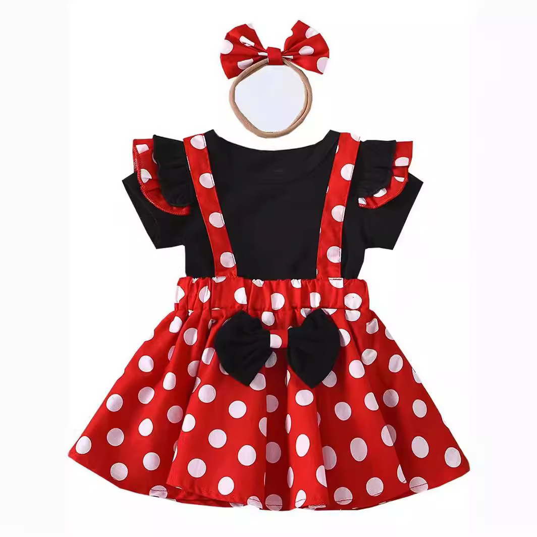 Picture of Cross-border Girl's Princess Dress Cute Poll Dot Mesh Dress Christmas Girl's dress Stylize Skirt Three-piece Suit