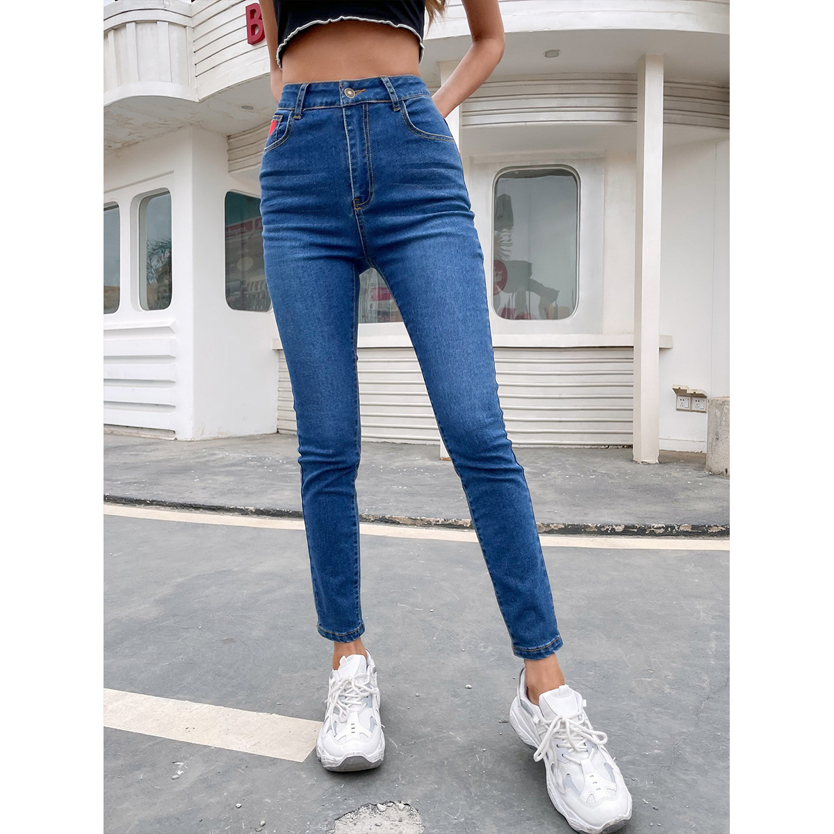Pre-Sale-30779 # European and American Cross-Border Casual Denim Trousers for Women, Fashionable and Versatile, Trendy High-Waisted Slimming Trousers