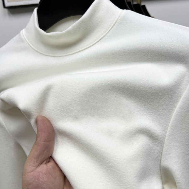 Picture of Double-Sided German Velvet Half Turtleneck Men's Long-Sleeved T-Shirt Warm Bottoming Shirt for Men in Autumn and Winter Fleece-Lined and Thickeneded with Autumn Clothing Trbottomy