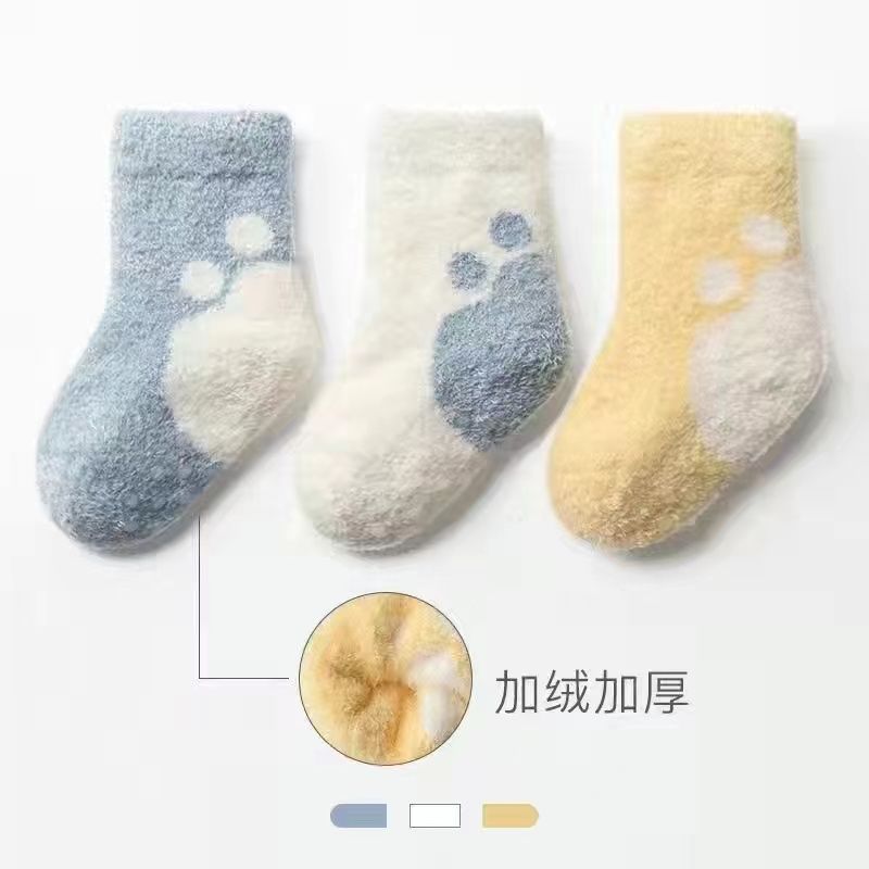 Picture of Autumn and winter baby socks fleece-lined thickened 0-3 years old newborn terry socks thickened children's warm tube socks