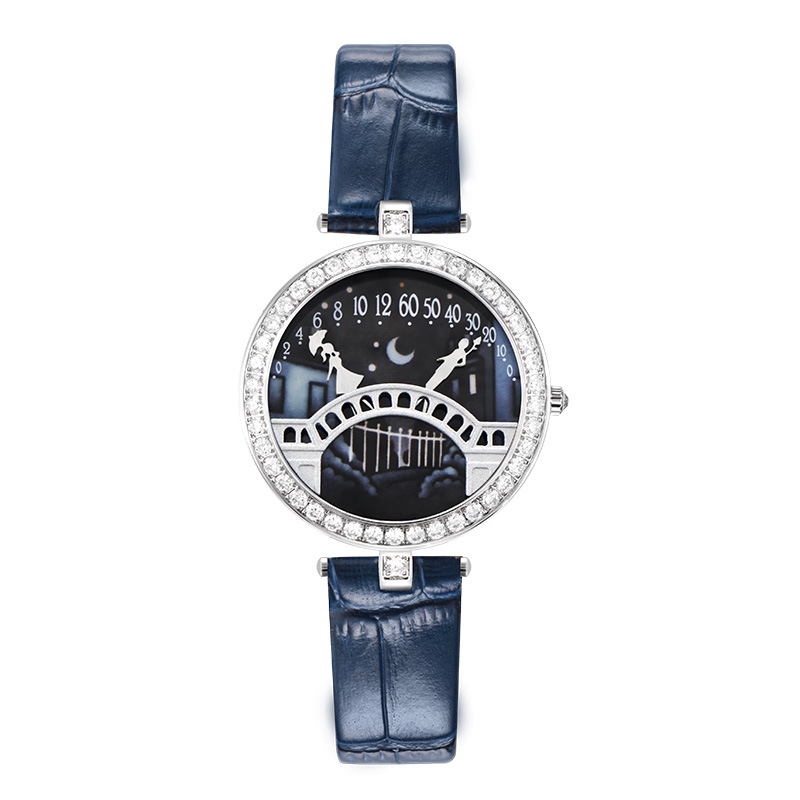 Picture of Celebrity's Same Poetic Series Lover's Bridge Women's Watch Kissing Diamond-encrusted Sun and Moon Star Romantic Lover's Bridge Watch for Women
