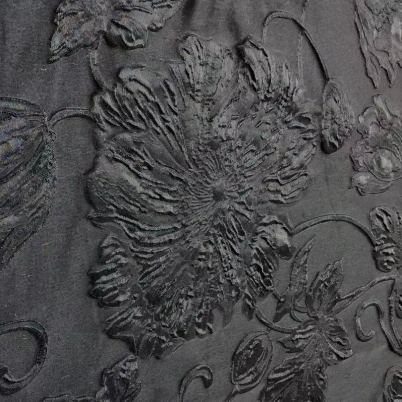 Picture of Concave-convex relief large flower jacquard fabric three-dimensional texture exquisite bright silk dark pattern flower decorative clothing fabric