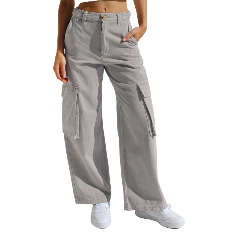 Amazon Aliexpress Eaby European and American Export Cross-Border Supply Multi-Flap Pocket Pants Work Jeans for Women