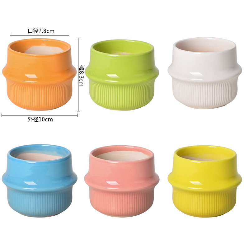 Picture of Factory wholesale ceramic flower pot glaze combination creative home decoration fleshy flower pot simple meat green plant potted plant