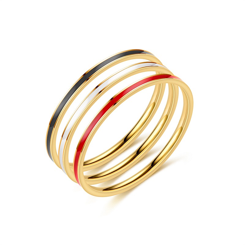 Light Luxury Niche Design 1mm Ultra-Fine Titanium Steel Oil Dripping Ring for Women European and American Fashion Stacked Women's Joint Ring Tail Ring