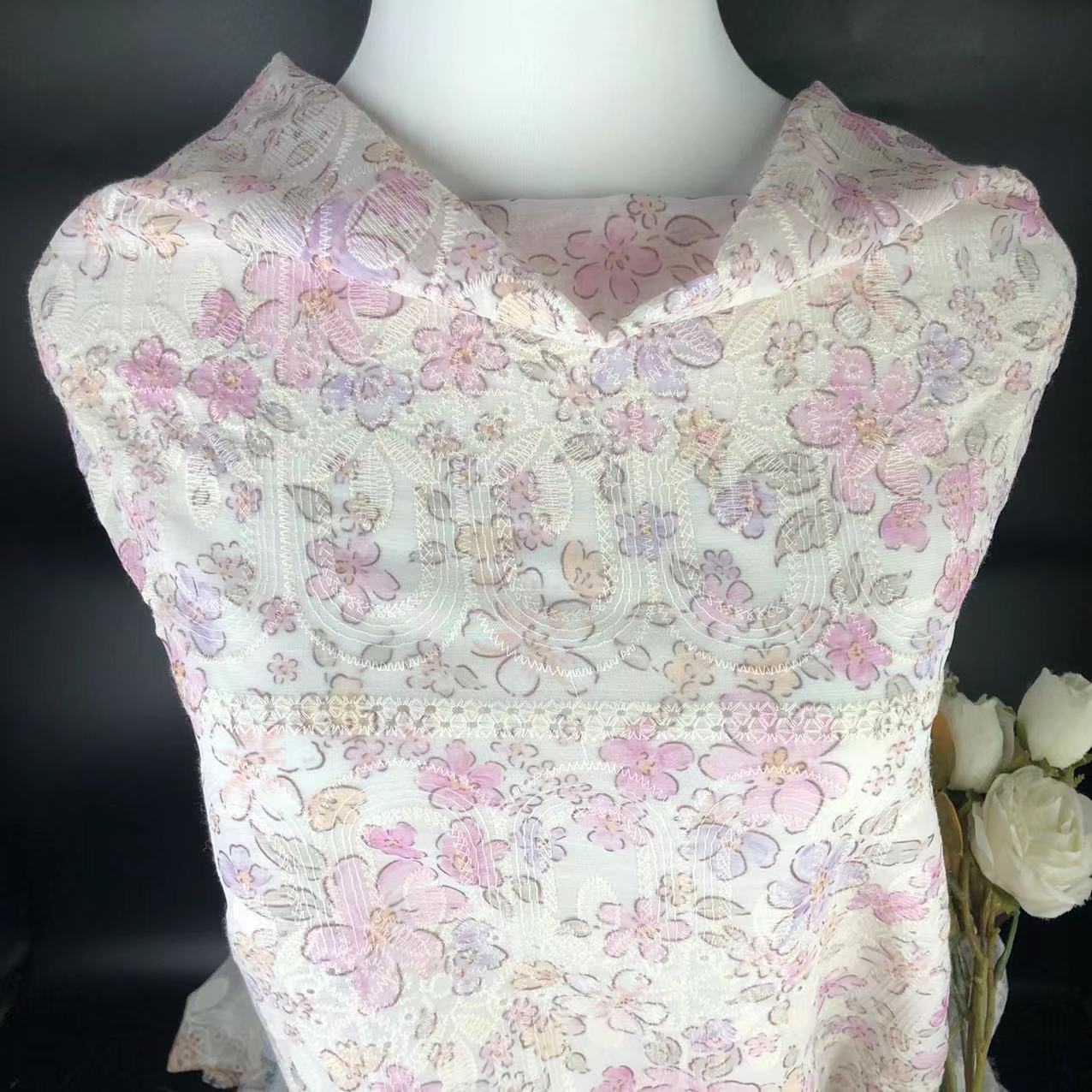 Xiaojun Textile Floral Pattern Computer Embroidery Printed Fabric Chinese Print Children's Clothing Fabric Dress Han Dynasty