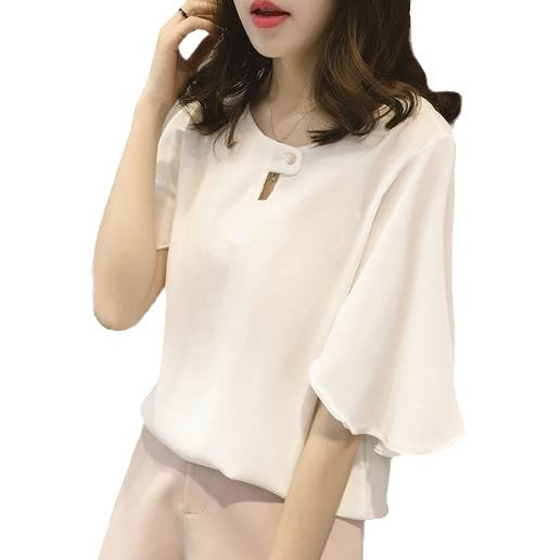 Picture of 2024 Spring and Summer Plus Size Women's Clothing 100kg Fat mm Loose Slim Short Sleeve T-Shirt Top Women's Chiffon Shirt