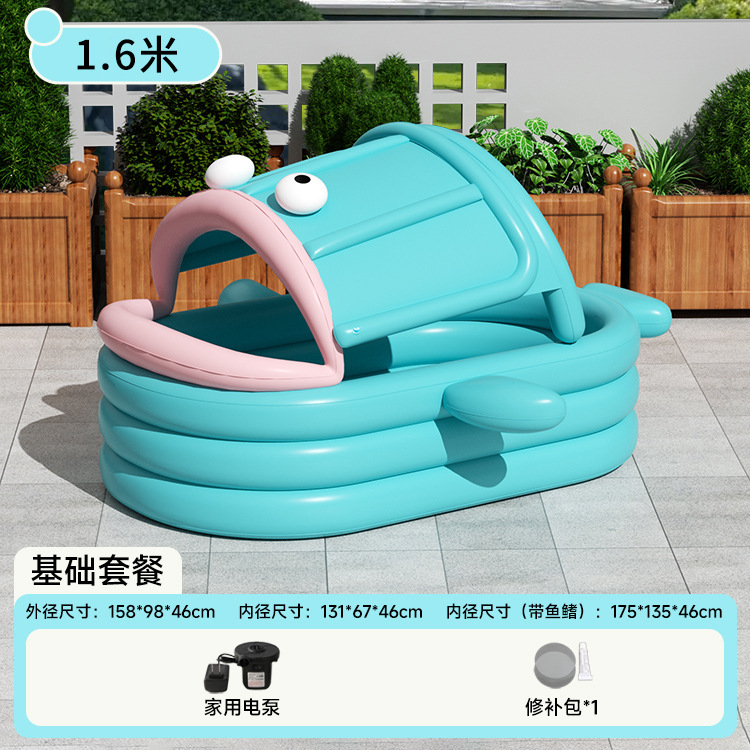 Picture of Cross-Border Ugly Fish Inflatable Swimming Pool Baby Ocean Ball Pool Baby Toy Pool Outdoor Paddling Pool with Awning