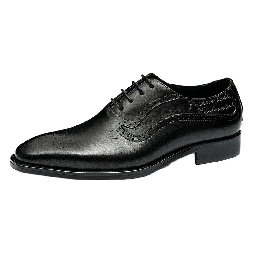 British Style Genuine Leather Cowhide Comfortable Work Clothing Daily Business Lace Carved Men's Formal Leather Shoes Wedding Shoes for Men