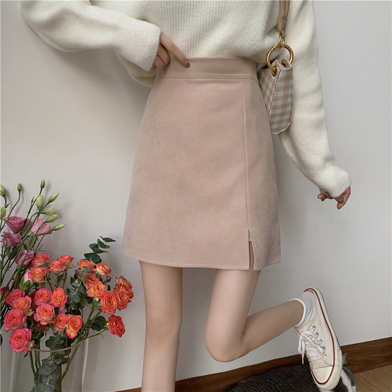 Autumn and Winter New All-Match Foreign Elegant Skirt Women's High Waist Slimming Hip Skirt Black Split A- Line Skirt