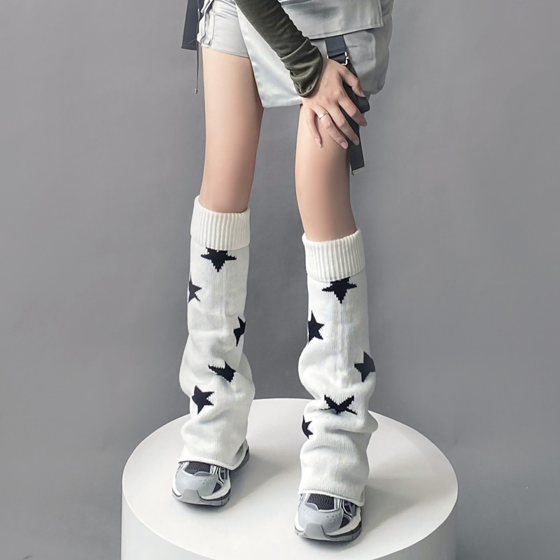 Millennium Spice Girls Five Corner Star Horn Wide Leg Socks Knitted Thickened Warm Slimming Subculture jk Elephant Leg Socks