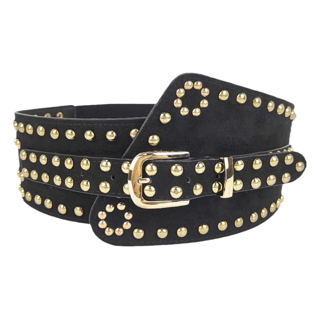 in stock Rivet Waist Seal Girdle European and American Fashion Retro Stretch Decorative Wide Belt Women's Accessories Trenchcoat Coat Sweater
