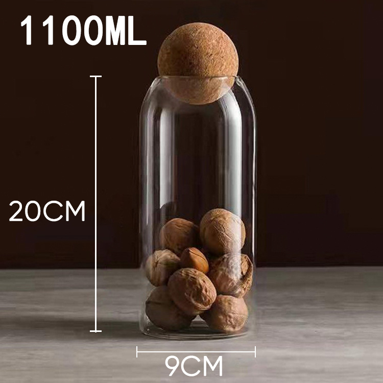 Picture of Light Luxury Transparent Round Glass Jar Cork Ball suit Sealed Jar Household Kitchen Storage Coffee Bean Storage Jar