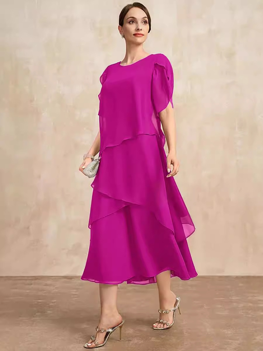 Cross-border Amazon Foreign Trade Women's Summer New Loose Belly Covering Layer Chiffon dress Women