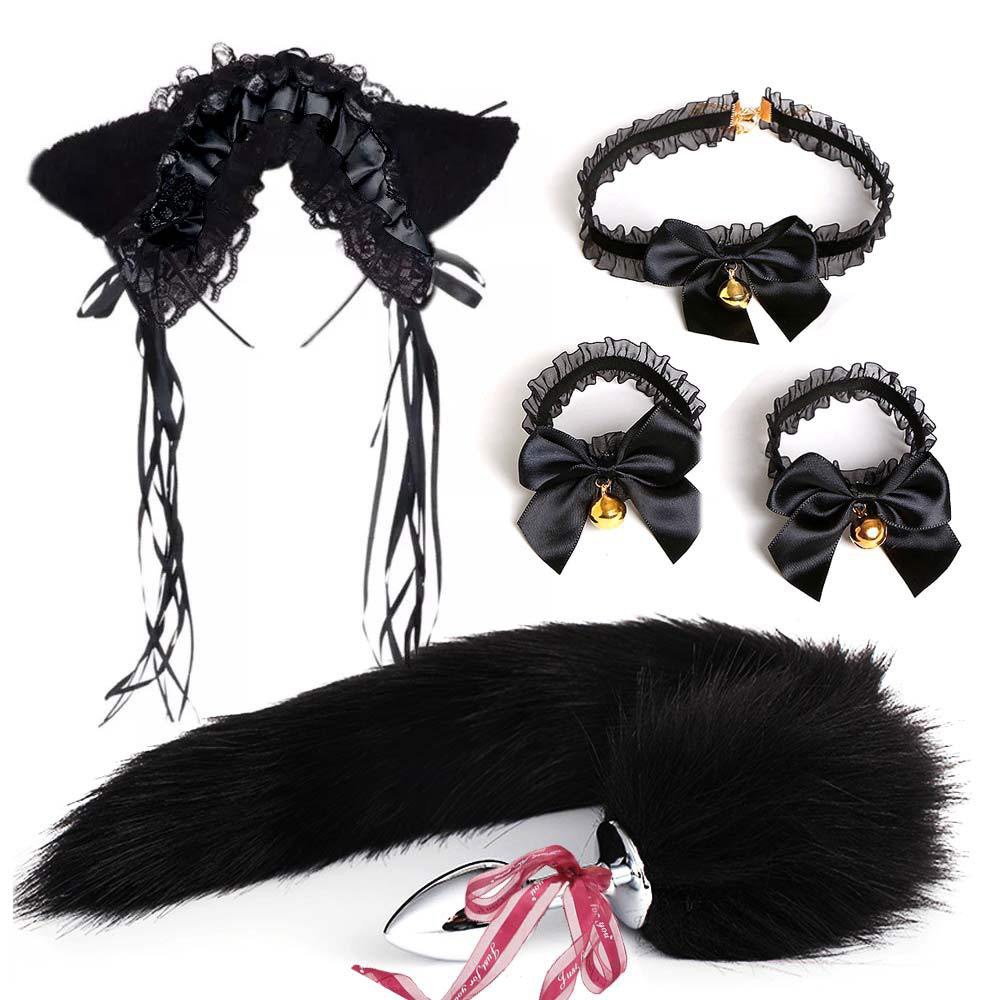 Spot supply cute cat cosplay props cat ears hairband cat claw gloves cat tail accessories set