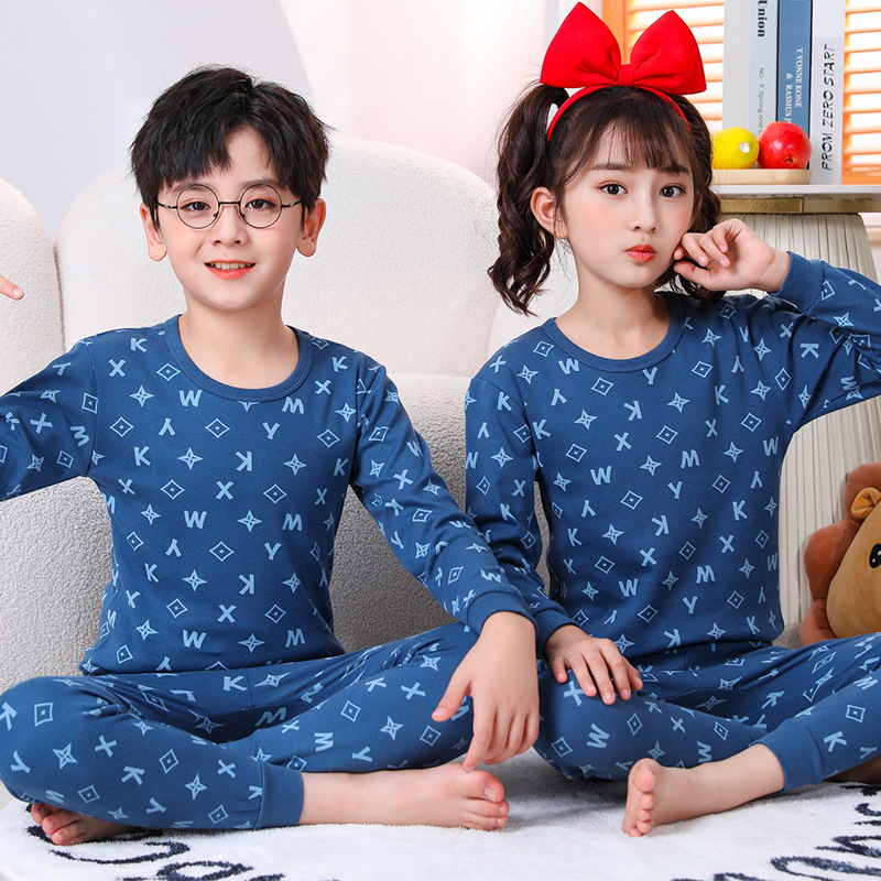 Picture of Children's Autumn Clothes Warm Suit Cotton Boys' Underwear Cotton Girls Cotton Wool Thin Line Pants Baby Children's Clothing