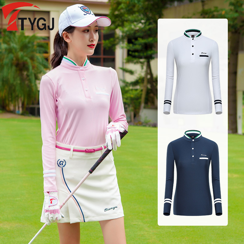 Spring and Autumn New TYGJ golf clothing women's stand collar long-sleeved T-shirt top