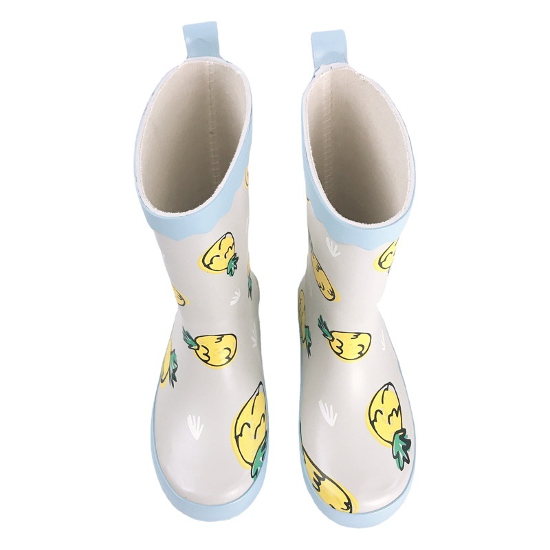 enbihouse Source Factory Ins Wind Pineapple Plum Blossom Children's Boots Water Shoes Middle Tube Rain Boots Rubber Children's Rain Boots
