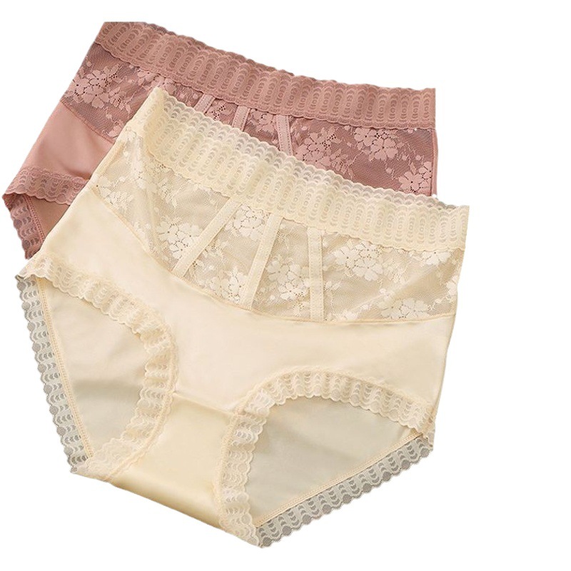 High waist summer lace underwear seamless breathable nude thin women's lace skin-friendly breathable belly contracting briefs women