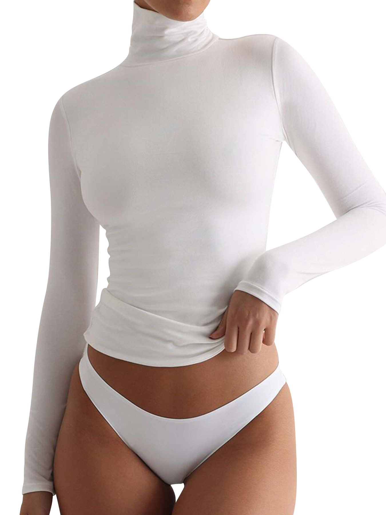 Picture of European and American Cross-border Women's 2024 New TK Amazon Premium Y2K Slim-fit Fashion Pure Desire High Collar Base