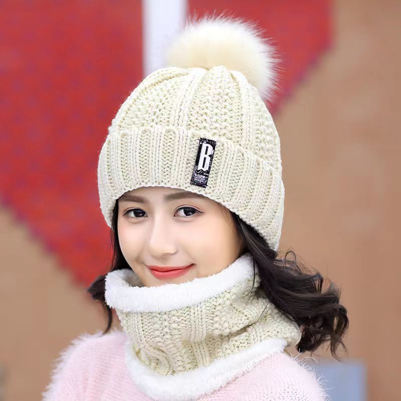 Picture of Hat Women's Autumn and Winter Velvet Thickeneded Korean Style Versatile Warm Cycling Women's Knitted Cold-Proof Hat Ear Protection Hat